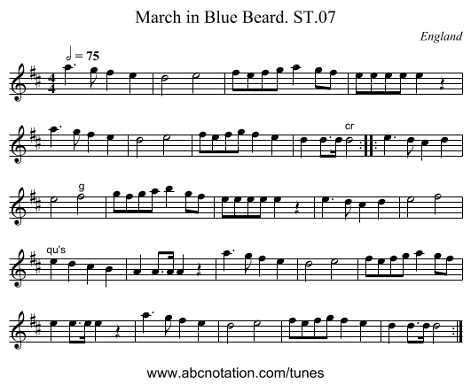 March in Blue Beard. ST.07 - staff notation