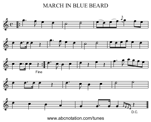 MARCH IN BLUE BEARD - staff notation