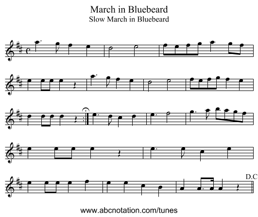 March in Bluebeard - staff notation