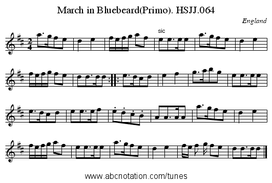 March in Bluebeard(Primo). HSJJ.064 - staff notation
