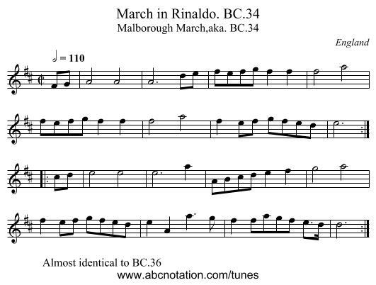 March in Rinaldo. BC.34 - staff notation
