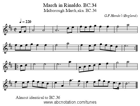March in Rinaldo. BC.34 - staff notation