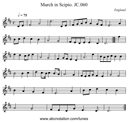March in Scipio. JC.060 - staff notation