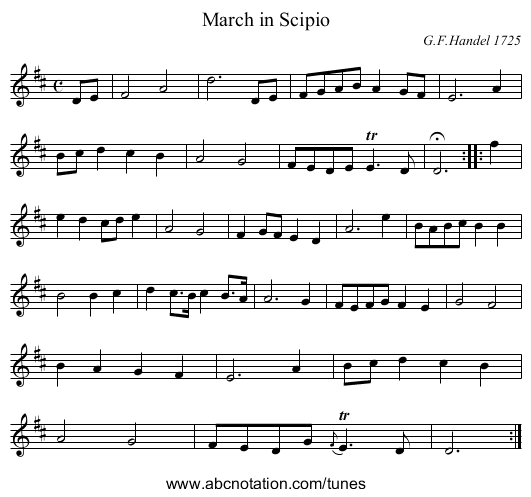 March in Scipio - staff notation