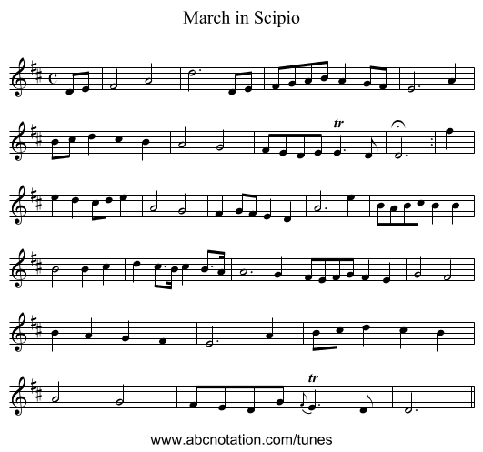 March in Scipio - staff notation