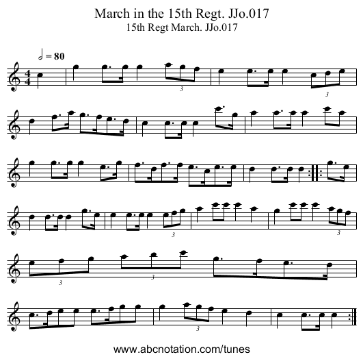 March in the 15th Regt. JJo.017 - staff notation