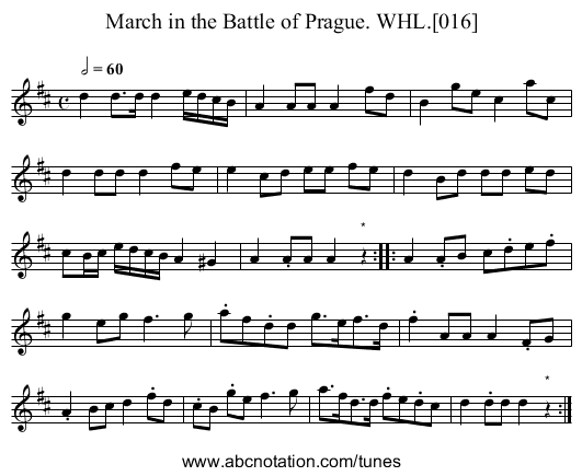 March in the Battle of Prague. WHL.[016] - staff notation