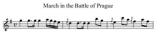 March in the Battle of Prague - staff notation