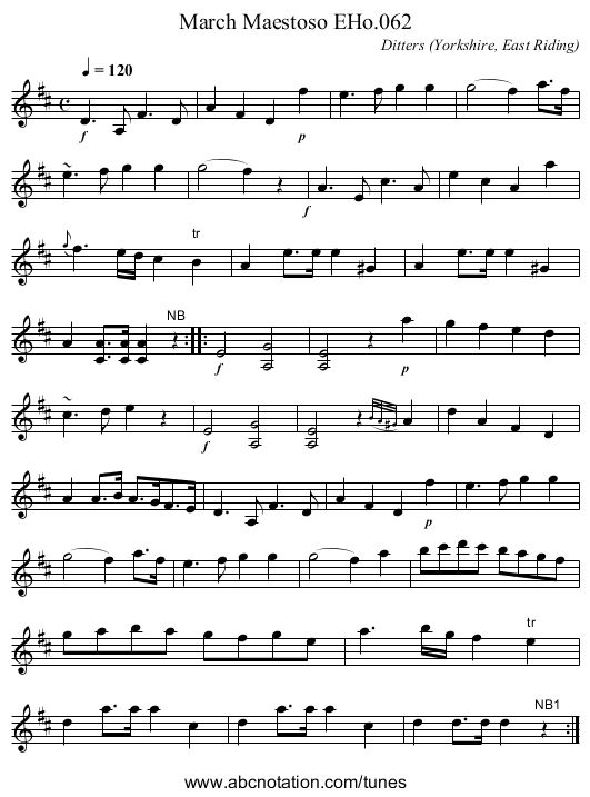 March Maestoso EHo.062 - staff notation