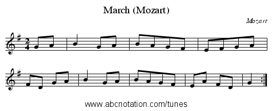 March (Mozart) - staff notation