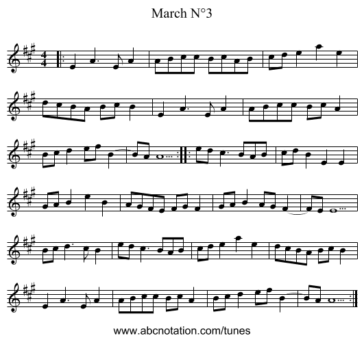 March N°3 - staff notation
