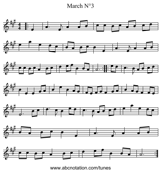 March N°3 - staff notation