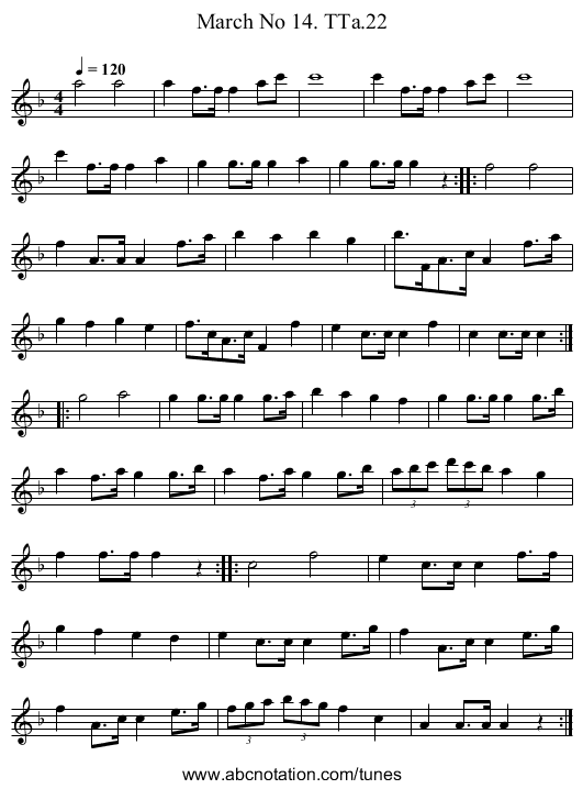 March No 14. TTa.22 - staff notation