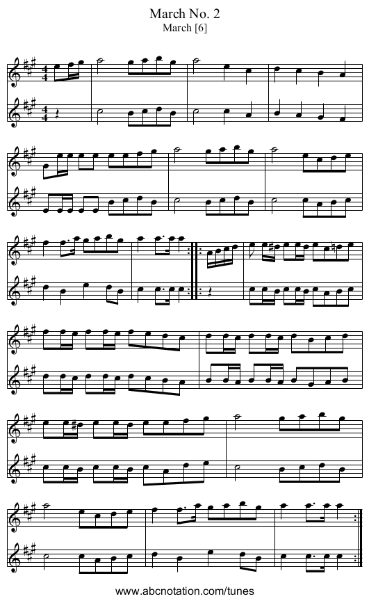 March No. 2 - staff notation