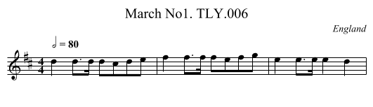 March No1. TLY.006 - staff notation