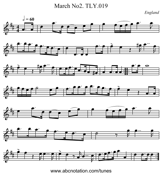 March No2. TLY.019 - staff notation