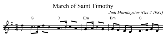 March of Saint Timothy - staff notation