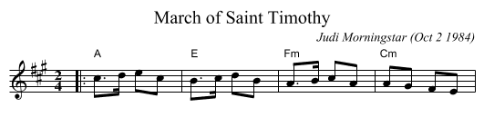 March of Saint Timothy - staff notation
