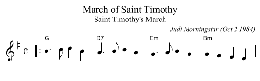 March of Saint Timothy - staff notation