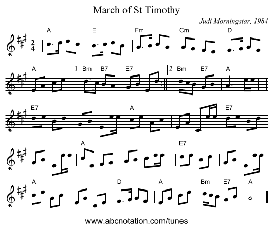 March of St Timothy - staff notation