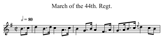 March of the 44th. Regt. - staff notation
