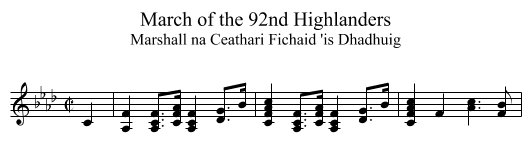 March of the 92nd Highlanders - staff notation