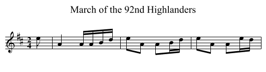 March of the 92nd Highlanders - staff notation