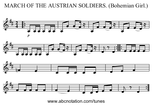 MARCH OF THE AUSTRIAN SOLDIERS. (Bohemian Girl.) - staff notation