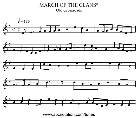 MARCH OF THE CLANS* - staff notation