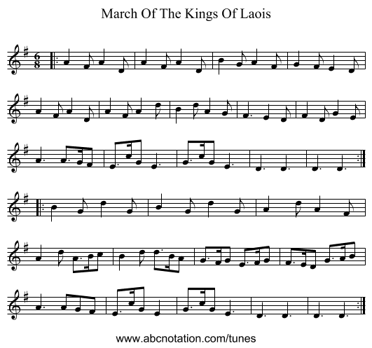 March Of The Kings Of Laois - staff notation