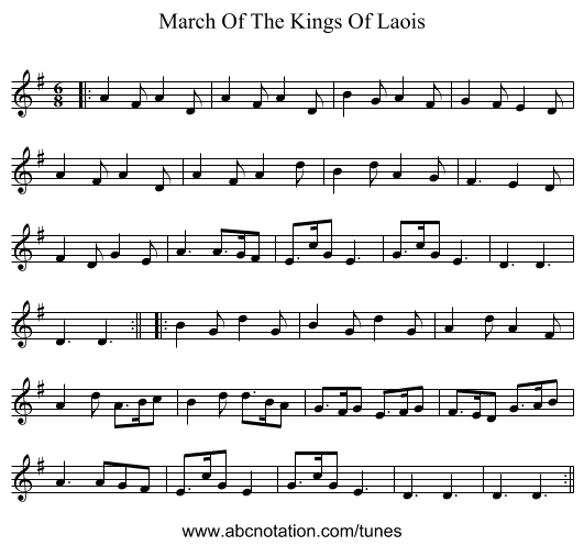 March Of The Kings Of Laois - staff notation