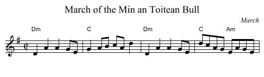 March of the Min an Toitean Bull - staff notation