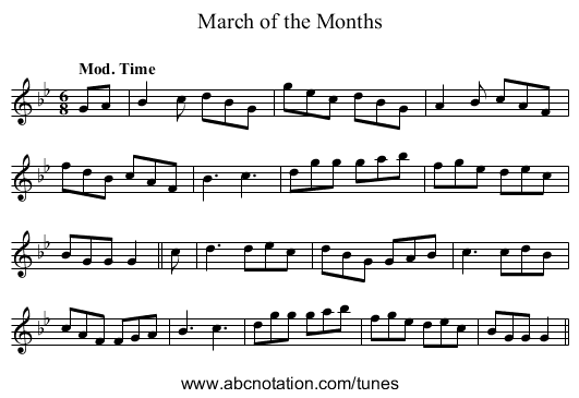 March of the Months - staff notation