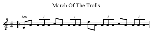 March Of The Trolls - staff notation