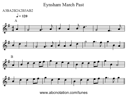 March Past, Eynsham - staff notation