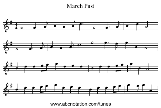 March Past - staff notation