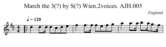 March the 3(?) by S(?) Wien.2voices. AJH.005 - staff notation