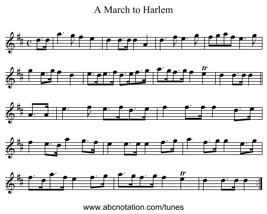 March to Harlem, A - staff notation