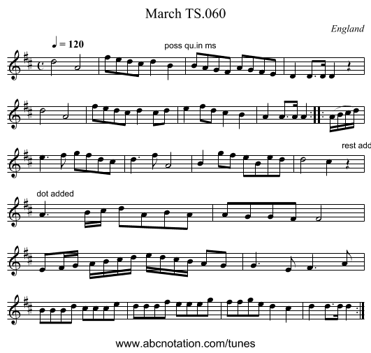 March TS.060 - staff notation