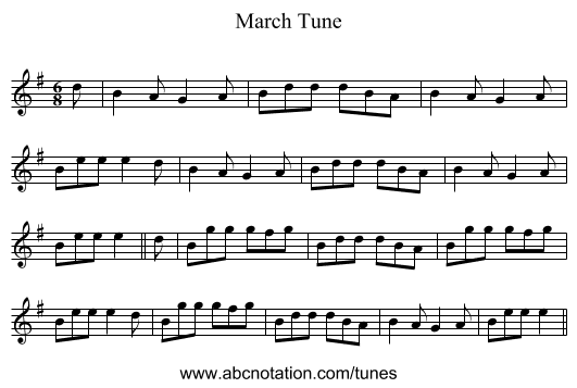 March Tune - staff notation