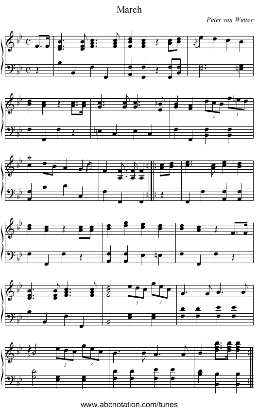 March - staff notation