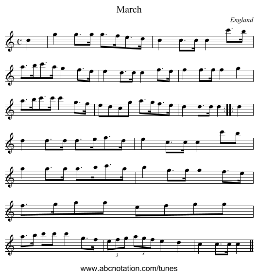 March - staff notation