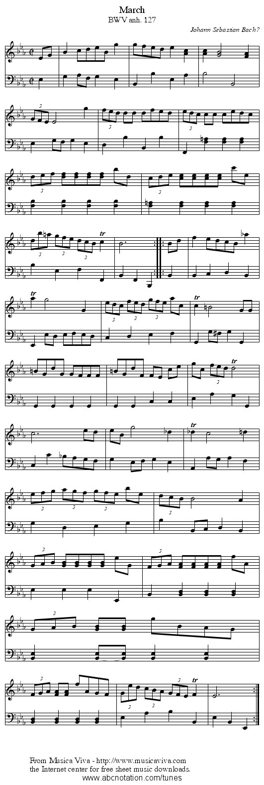 March - staff notation