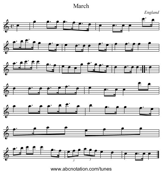March - staff notation