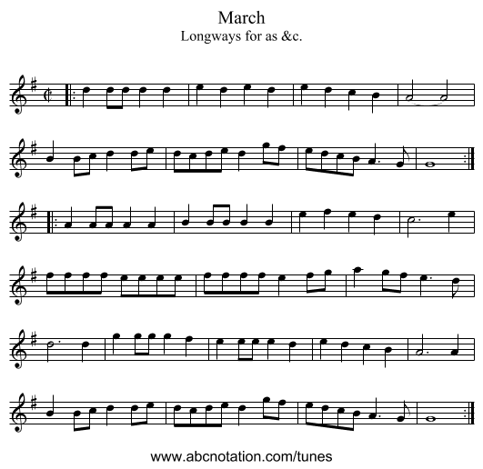 March - staff notation