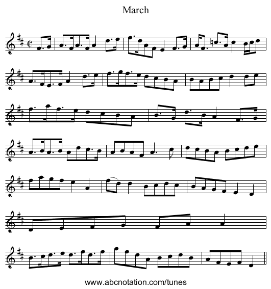 March - staff notation