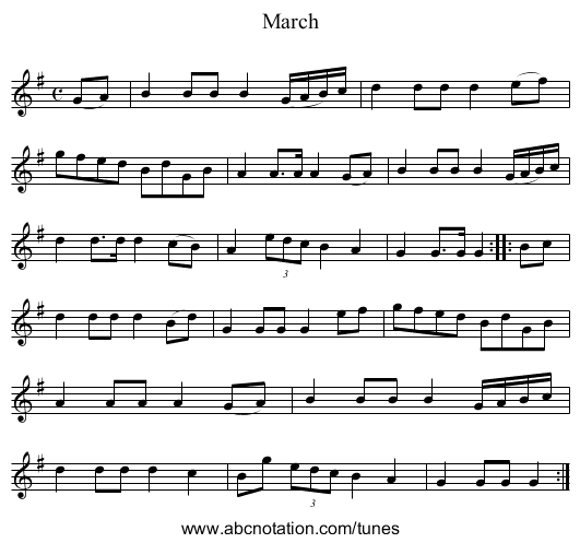 March - staff notation