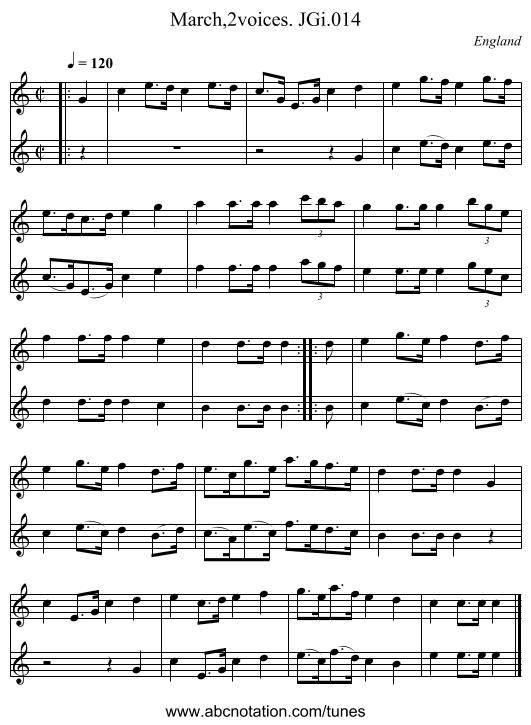 March,2voices. JGi.014 - staff notation