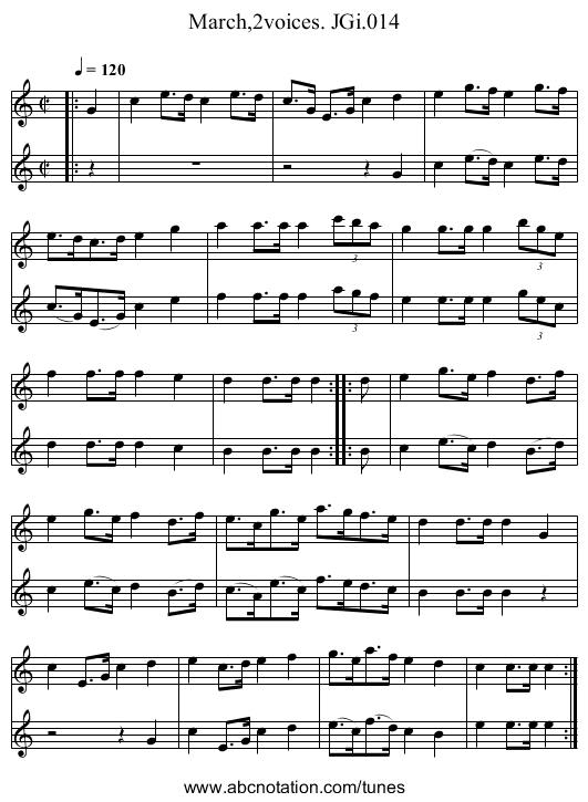 March,2voices. JGi.014 - staff notation