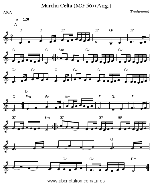 Marcha Celta (MG 56) (Arrg.) - staff notation